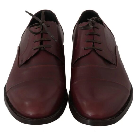 DG RED BORDEAUX LEATHER DERBY FORMAL SHOES - Picture 1 of 6